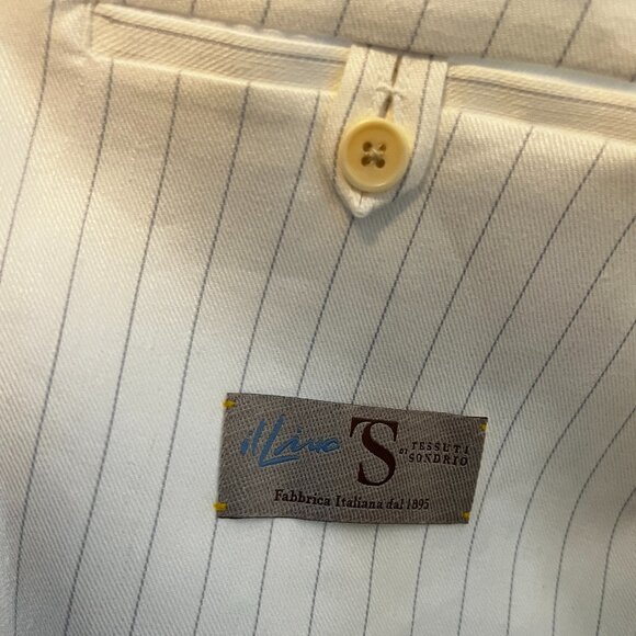 Banana Republic White Linen Stripe Full Suit - Size 40 S Chest | 30 S Pants - Picture 7 of 16